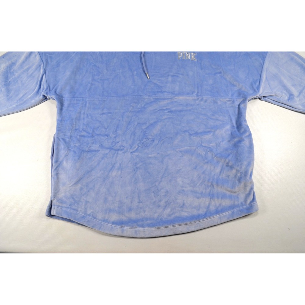 Victoria's Secret PINK Brand Blue Soft Plush Pullover Women's M High Neck Pocket - Picture 7 of 16
